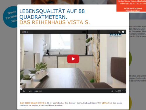 Vista Reihenhaus - Videomodal für Haustyp S