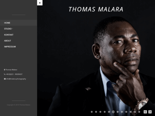 malara.photography - Startseite mit Menü
